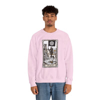 Tarot Death Card Graphic Sweatshirt - Heavy Blend Classic Fit Crewneck - Unisex White