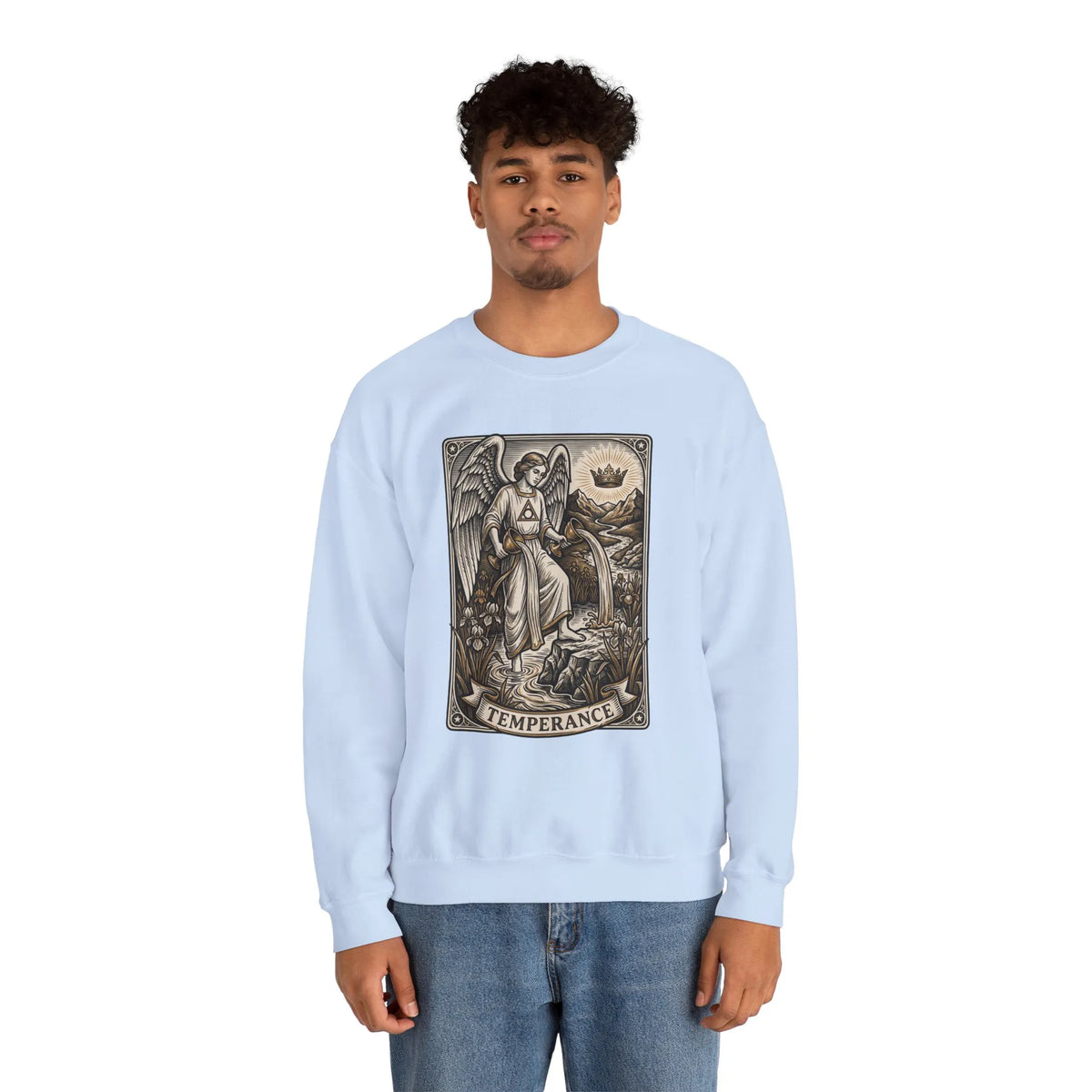 Temperance Tarot Card Angel Sweatshirt - Heavy Blend Fleece Crewneck - Unisex White