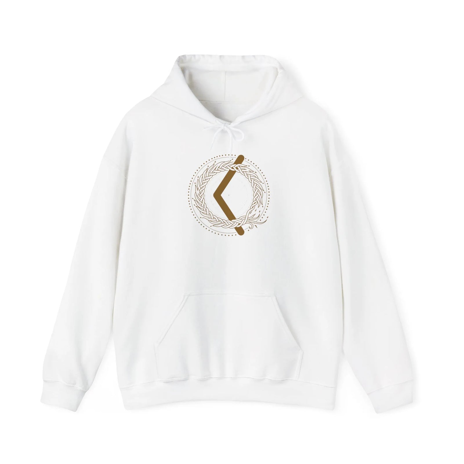 Kenaz Creative Fire Rune Hoodie - Heavy Blend Fleece Pullover Hoodie - Unisex White