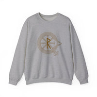 Raido Rune Journey Sweatshirt - Heavy Blend Fleece Crewneck - Unisex White