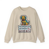 Good Boy 8-Bit Pixel Dogs Sweatshirt - Heavyweight Cotton Blend Crewneck - Unisex White