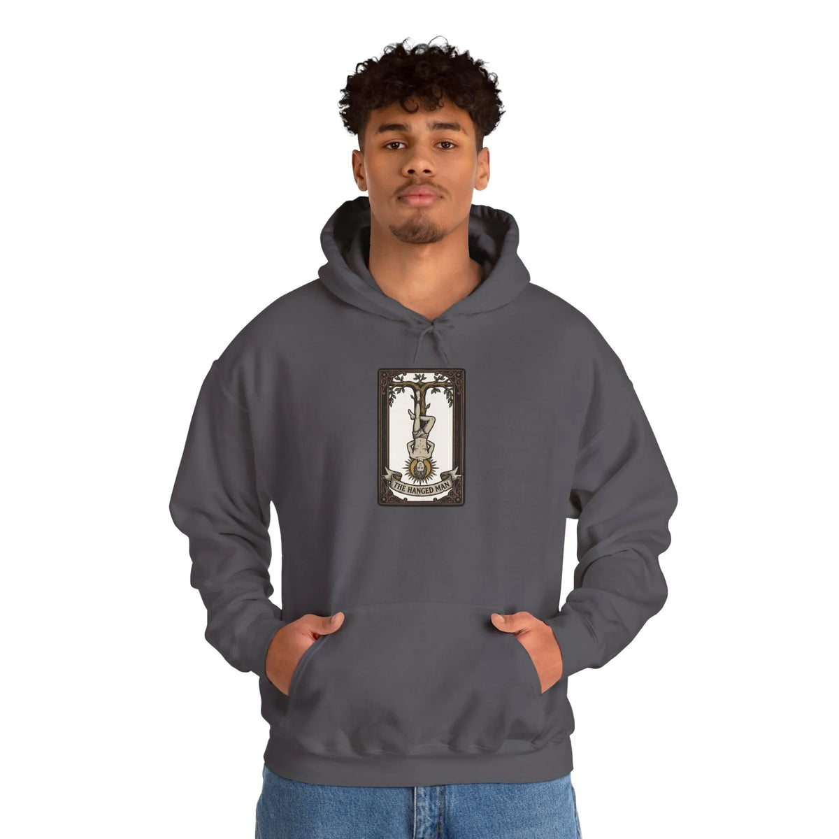 The Hanged Man Tarot Card Hoodie - Heavy Blend Fleece Pullover - Unisex White