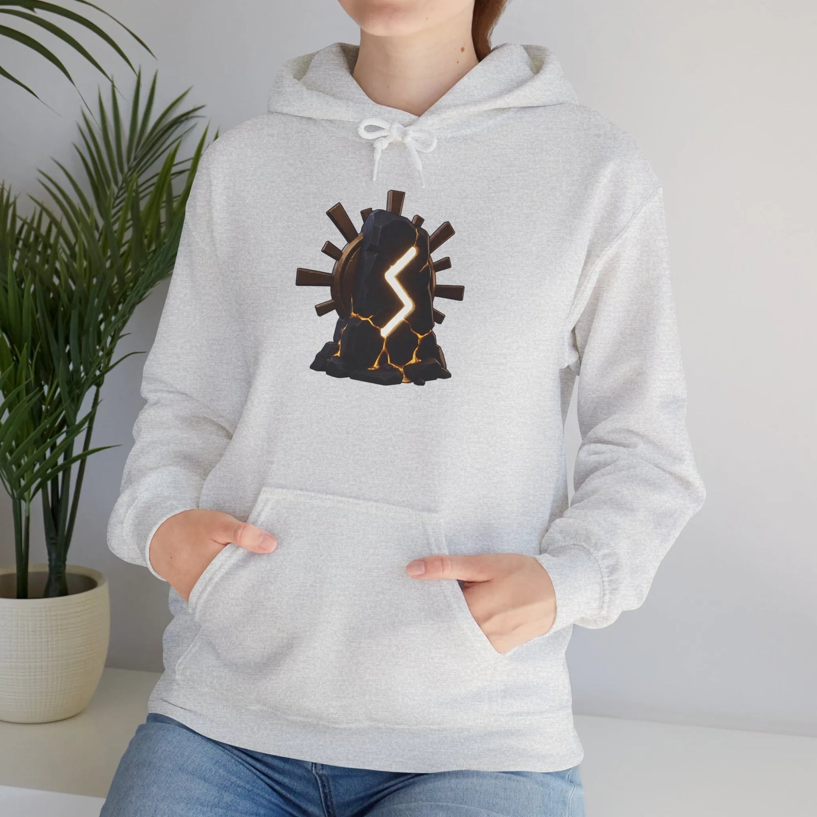 Sowulo Rune Sun Ray Hoodie - Heavy Blend Fleece Pullover - Unisex White