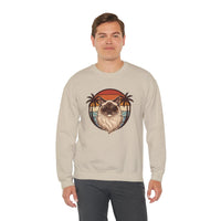 Ragdoll Cool Cat 70s Sunset Aviators Sweatshirt - Classic Fit Midweight Crewneck - Unisex White