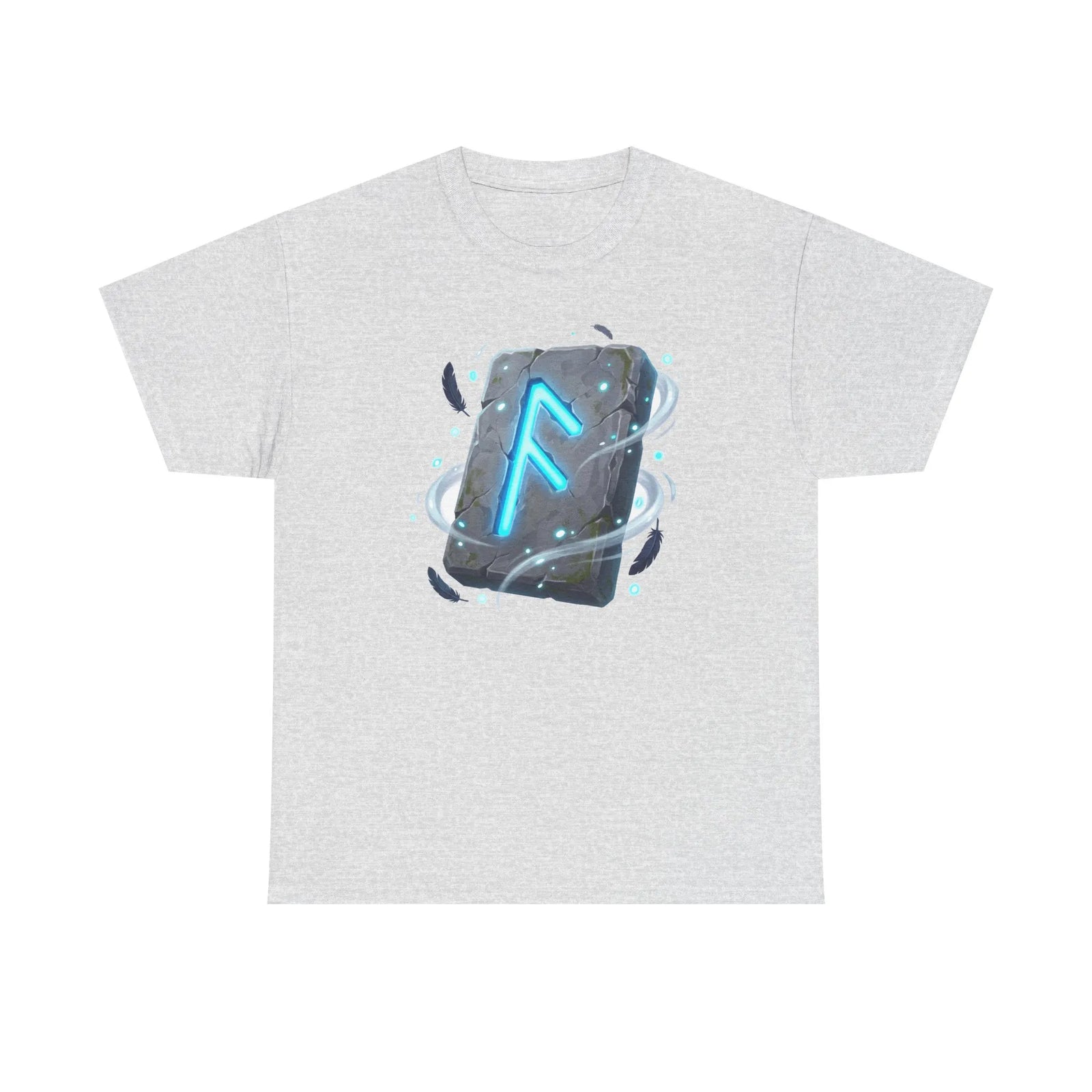 Ansuz Rune Odin's Raven Graphic T-Shirt - Heavy Cotton Classic Fit Crewneck Tee - Unisex White