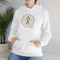 Othala Rune Norse Symbol Hoodie - Heavyweight Fleece Pullover - Unisex White