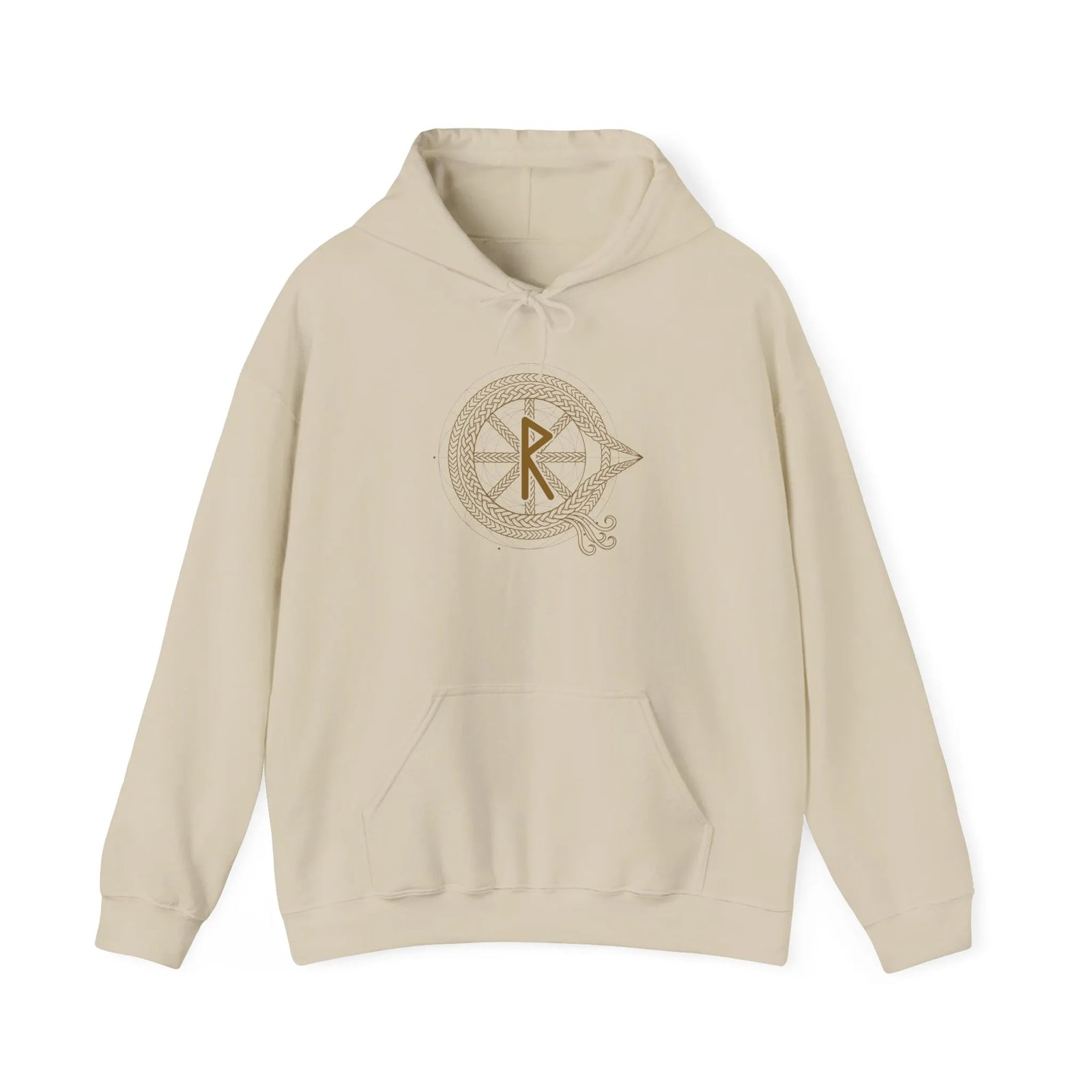 Raido Rune Journey Graphic Hoodie - Heavy Blend Fleece Pullover - Unisex White