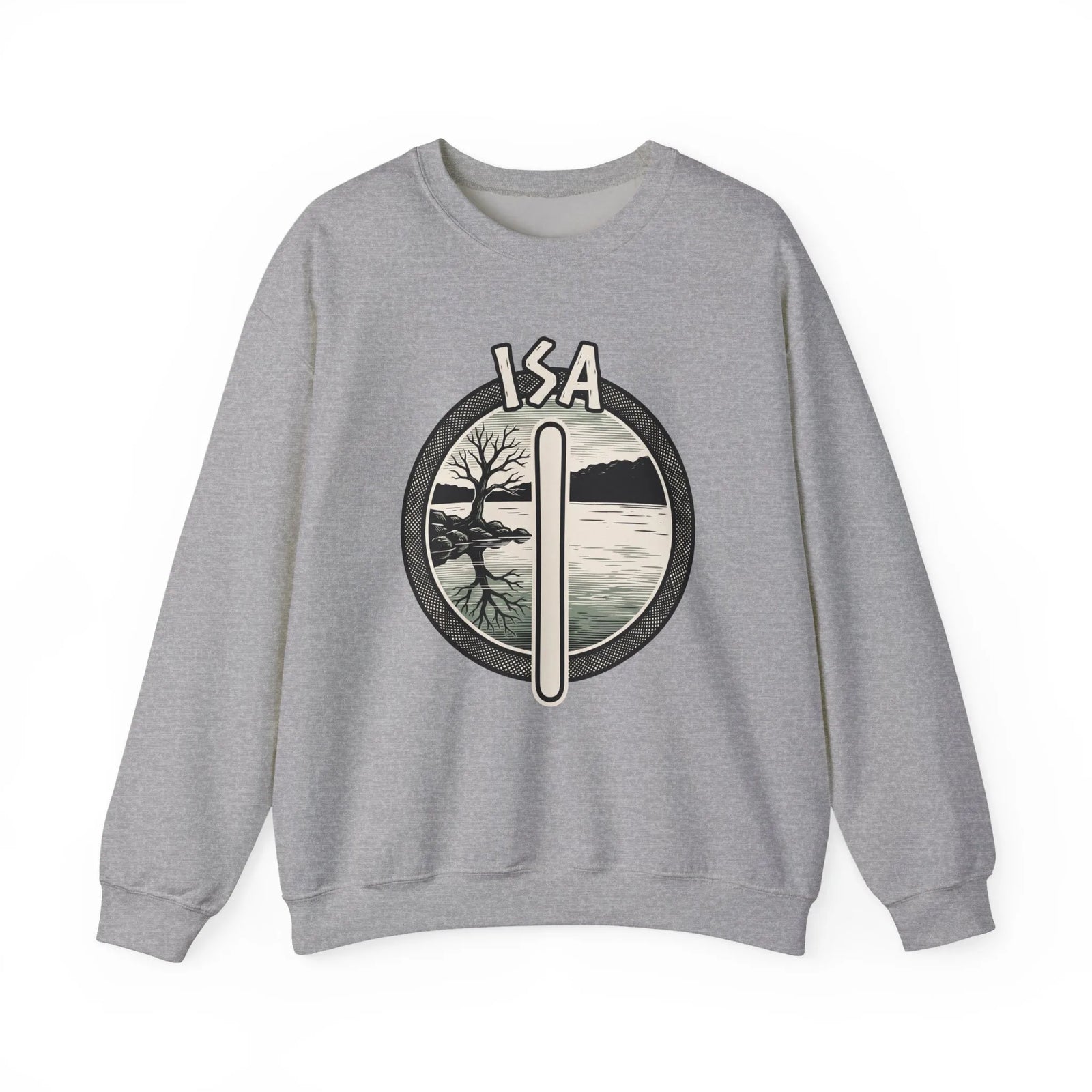 Isa Rune Ice Stillness Sweatshirt - Heavy Blend Crewneck Fleece - Unisex White