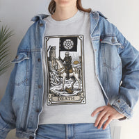 Death Tarot Card Knight Graphic T-Shirt - Heavyweight 100% Cotton Classic Fit Tee - Unisex White