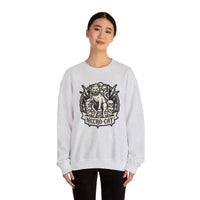 Skull Throne Heavy Metal Cats Sweatshirt - Heavy Blend Fleece Crewneck - Unisex White