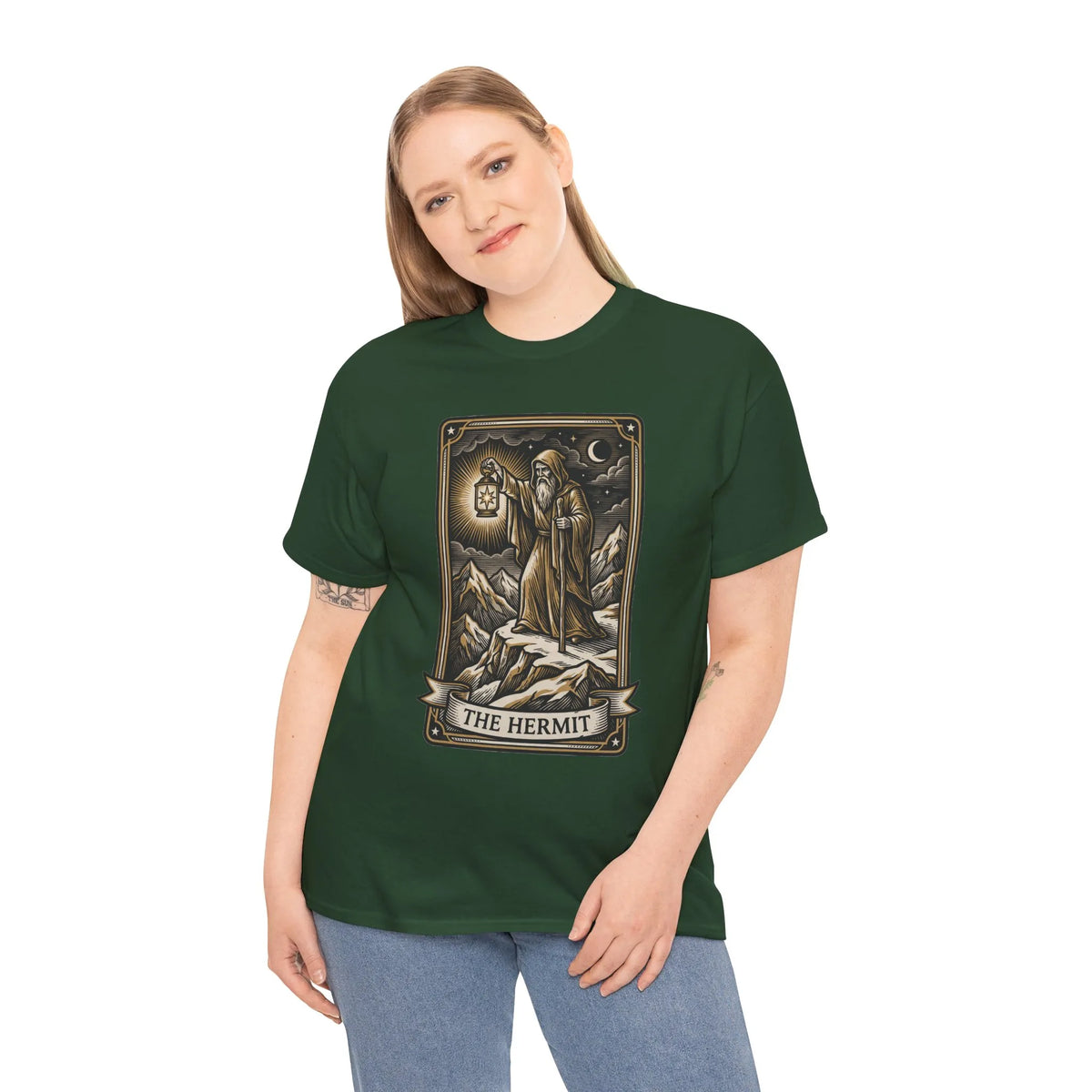 The Hermit Tarot T-Shirt - Medium Weight Cotton Classic Tee - Unisex White