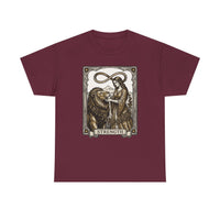 Tarot Strength Card Graphic T-Shirt - Heavy Cotton Classic Fit Crewneck - Unisex White
