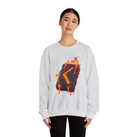 Kenaz Rune Fire Graphic Sweatshirt - Heavy Blend Fleece Crewneck - Unisex White