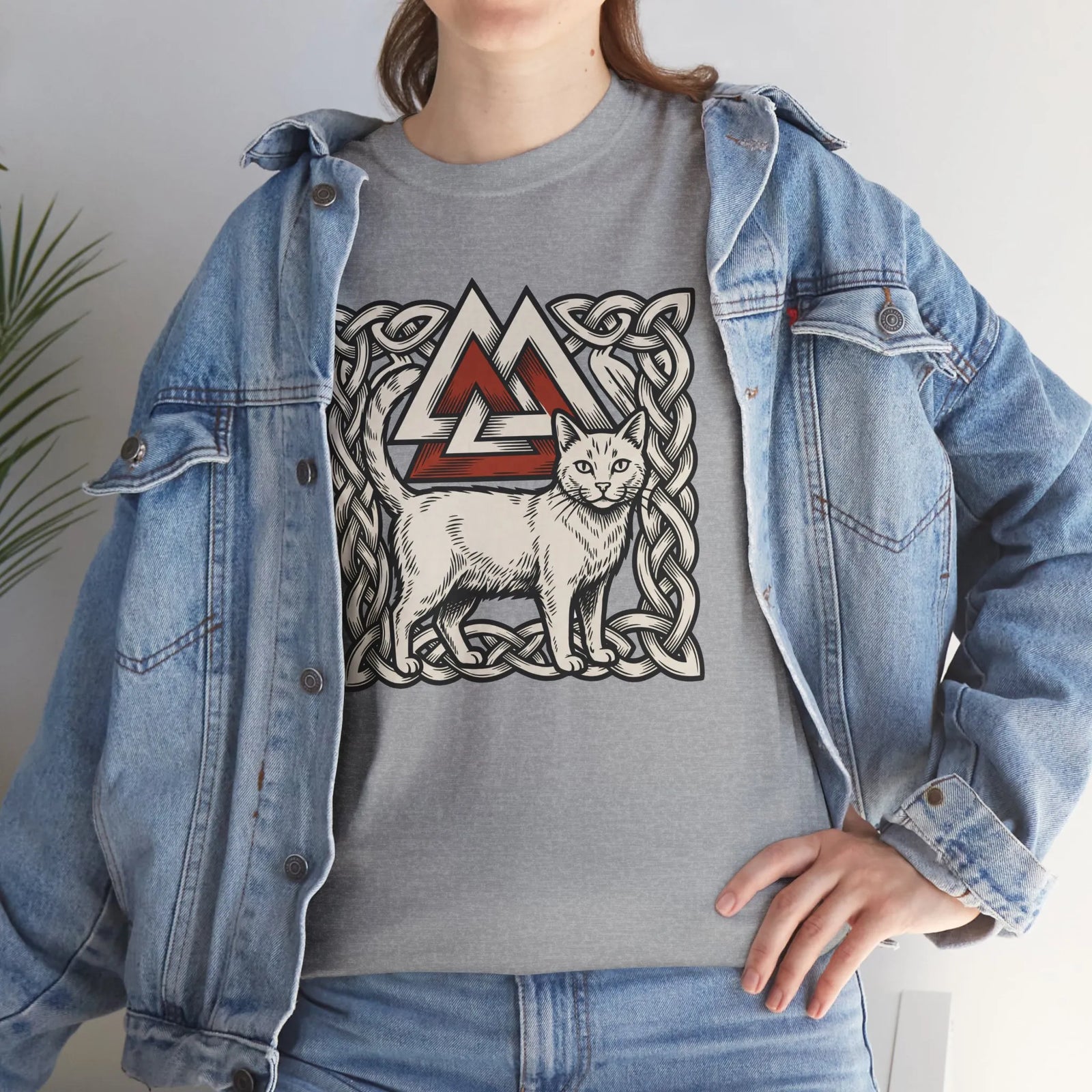 Valknut Cat Freyja's Sacred T-Shirt - Heavy Cotton Classic Fit Tee - Unisex White