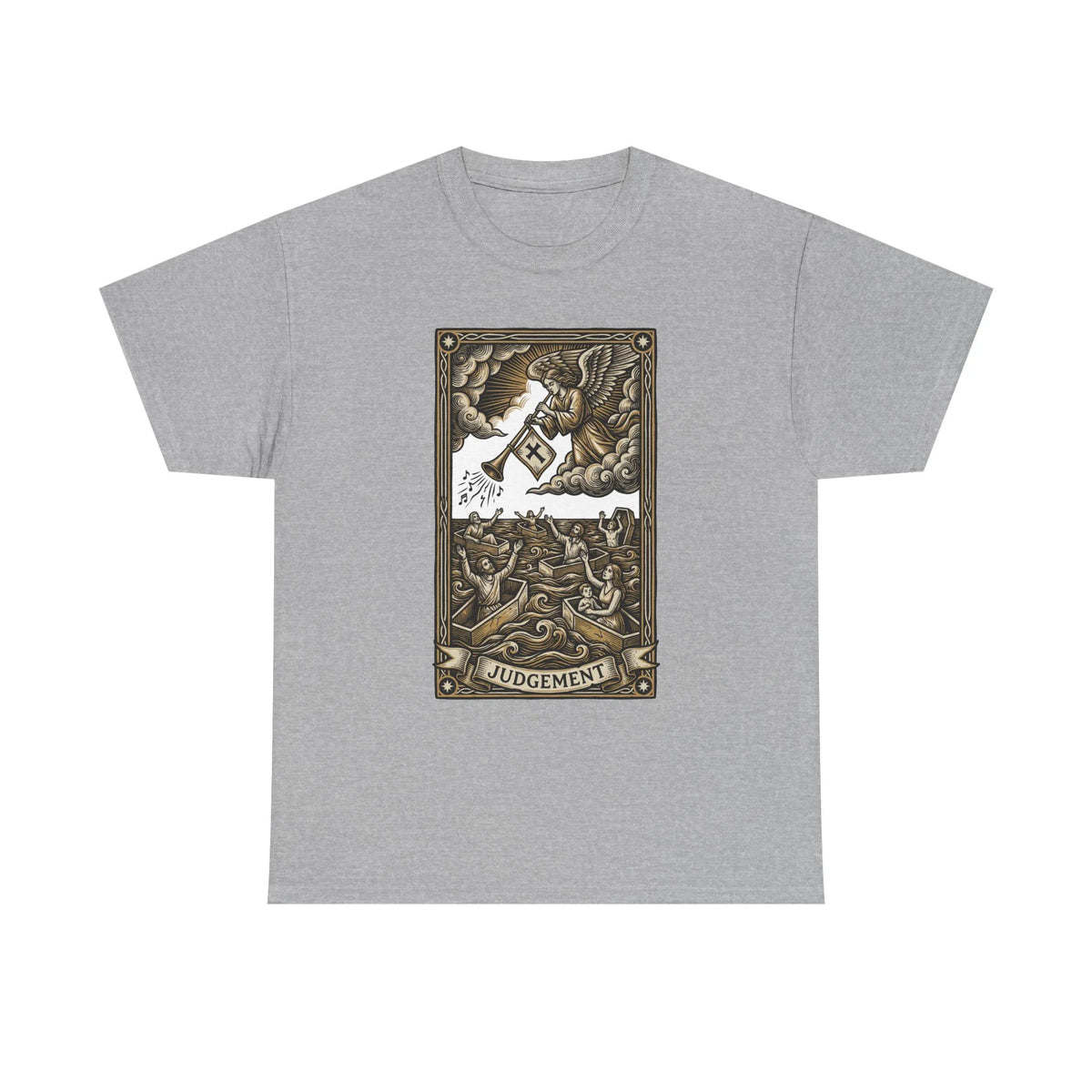 Judgement Angel Graphic T-Shirt - Heavy Cotton Classic Fit Tee - Unisex White