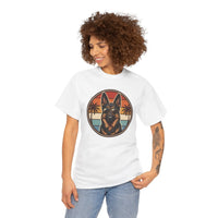 German Shepherd 70s Sunset Aviators T-Shirt - Heavy Cotton Classic Fit Tee - Unisex White