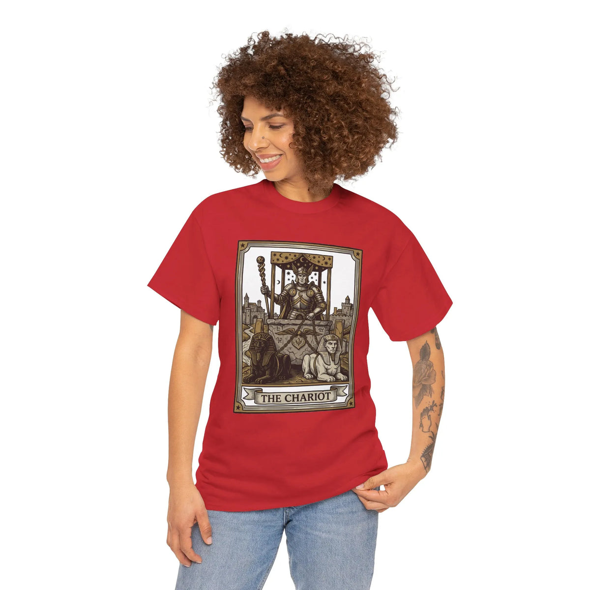 The Chariot Tarot Card T-Shirt - Heavy Cotton Classic Fit Tee - Unisex White