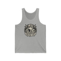 Heavy Metal Rocker Cat Skull Tank Top - Lightweight Jersey Retail Fit - Unisex White
