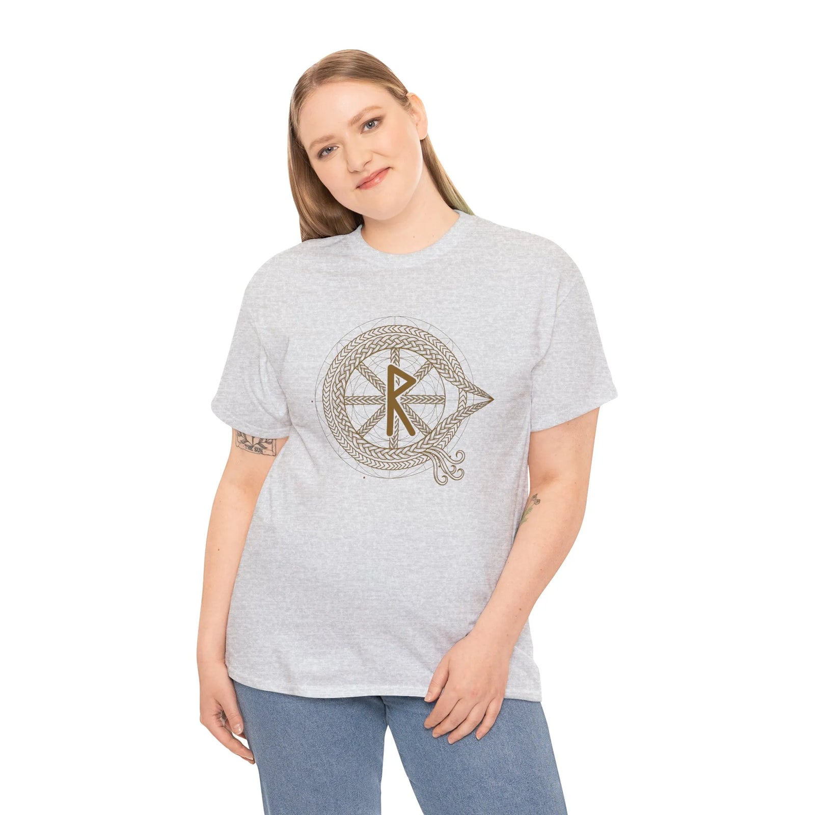 Raido Journey Rune Graphic T-Shirt - Heavy Cotton Classic Fit Tee - Unisex White