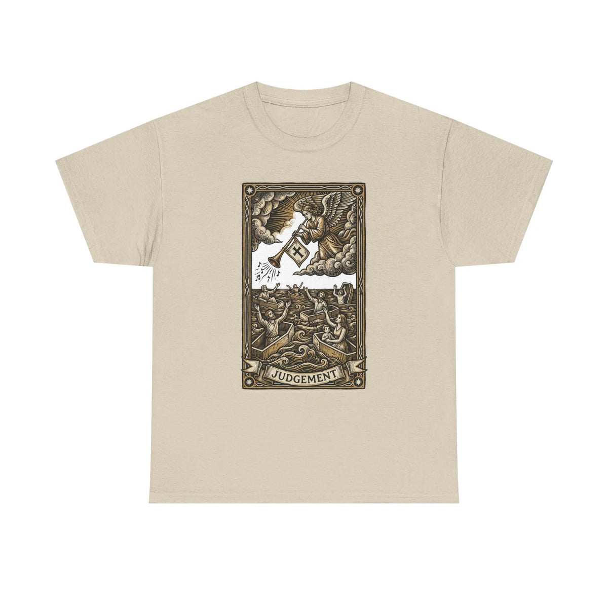 Judgement Angel Graphic T-Shirt - Heavy Cotton Classic Fit Tee - Unisex White