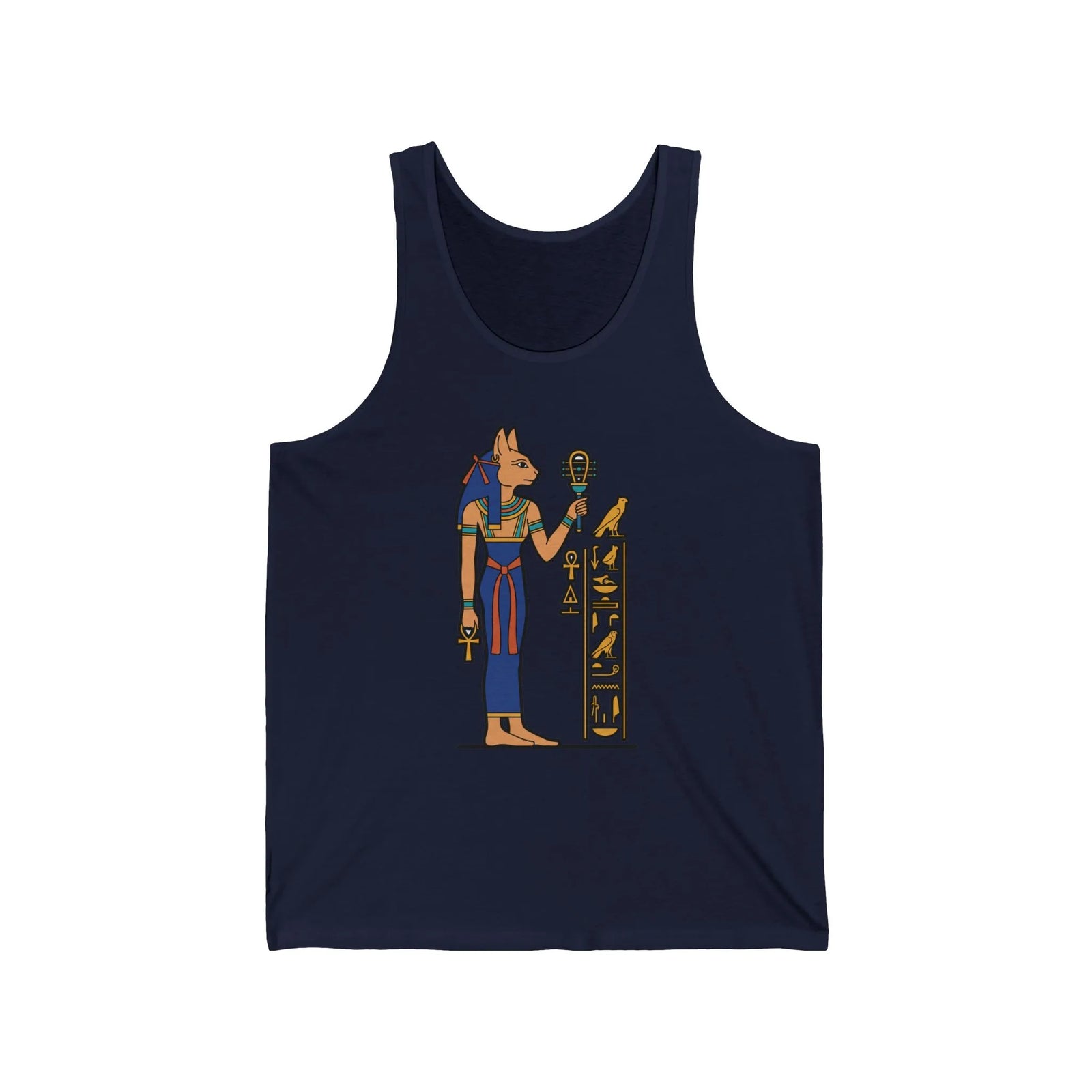 Bastet Sphynx Pharaoh Cat Tank Top - Lightweight Retail Fit Jersey - Unisex White