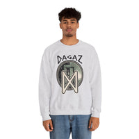 Dagaz Rune Dawn Dusk Graphic Sweatshirt - Heavyweight Cotton Poly Blend Crewneck - Unisex White