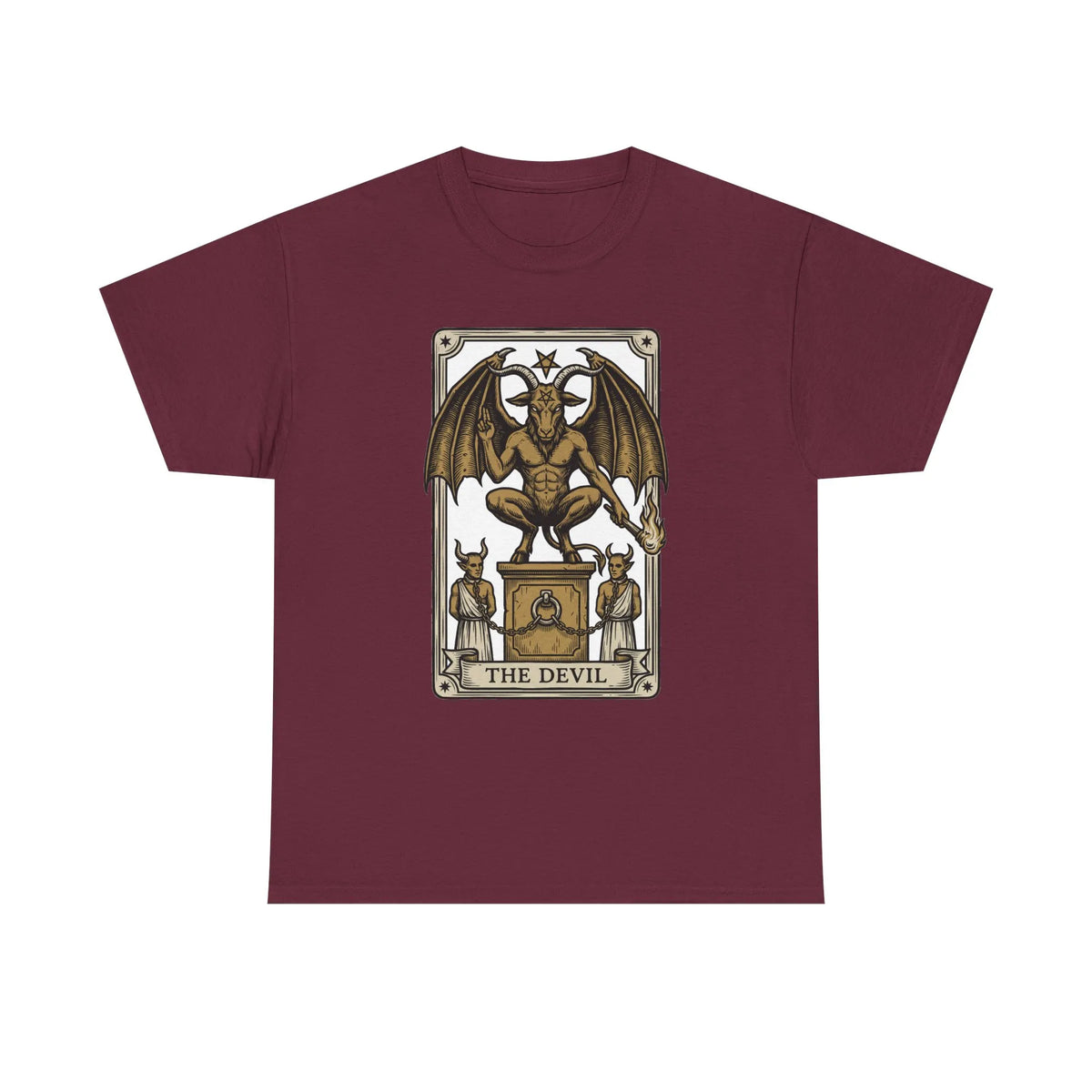 The Devil Tarot Card Graphic T-Shirt - Heavy Cotton Classic Fit Tee - Unisex White