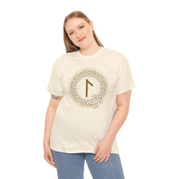 Laguz Rune Norse Knotwork T-Shirt - Heavy Cotton Classic Fit Tee - Unisex White