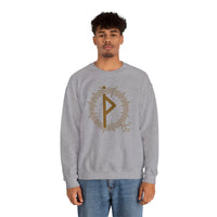 Thurisaz Rune Thorn Defense Sweatshirt - Heavy Blend Cotton Poly Crewneck - Unisex White