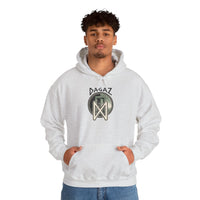 Dagaz Rune Threshold Graphic Hoodie - Soft Cotton Blend Pullover - Unisex White