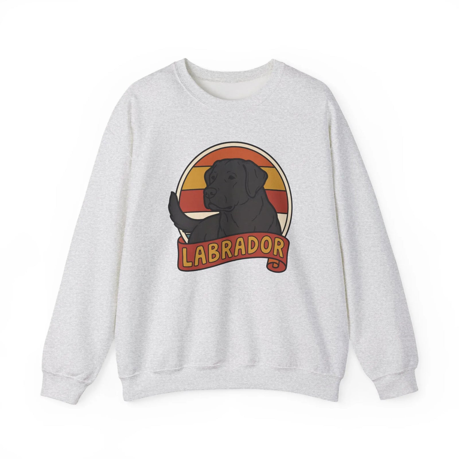 Labrador Retro 70s Sunset Sweatshirt - Heavy Blend Fleece Crewneck - Unisex White