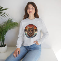 Maine Coon Aviator Cat Sweatshirt - Heavy Blend Fleece Crewneck - Unisex White