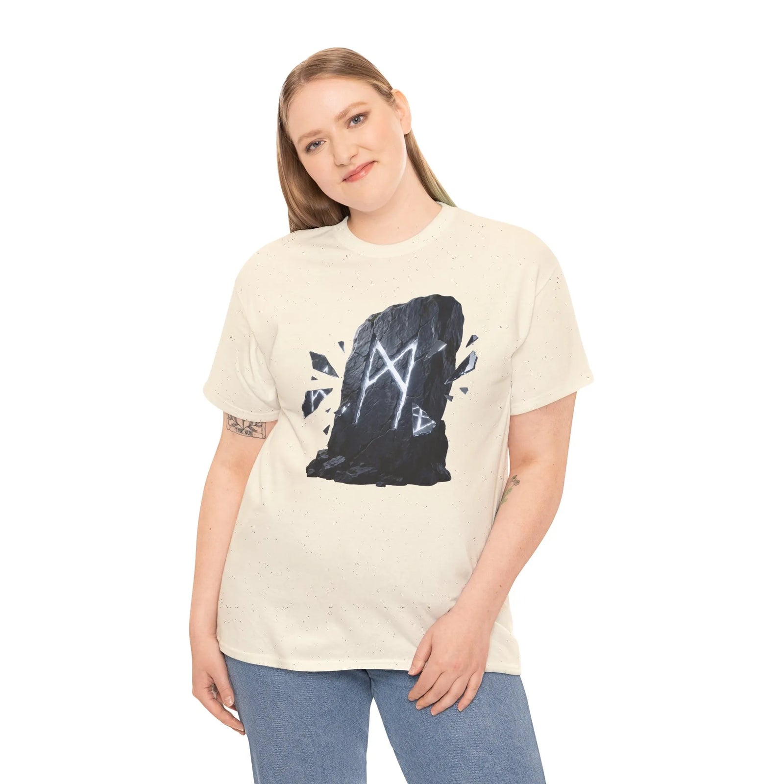 Mannaz Rune Humanity T-Shirt - Heavy Cotton Classic Fit Tee - Unisex White