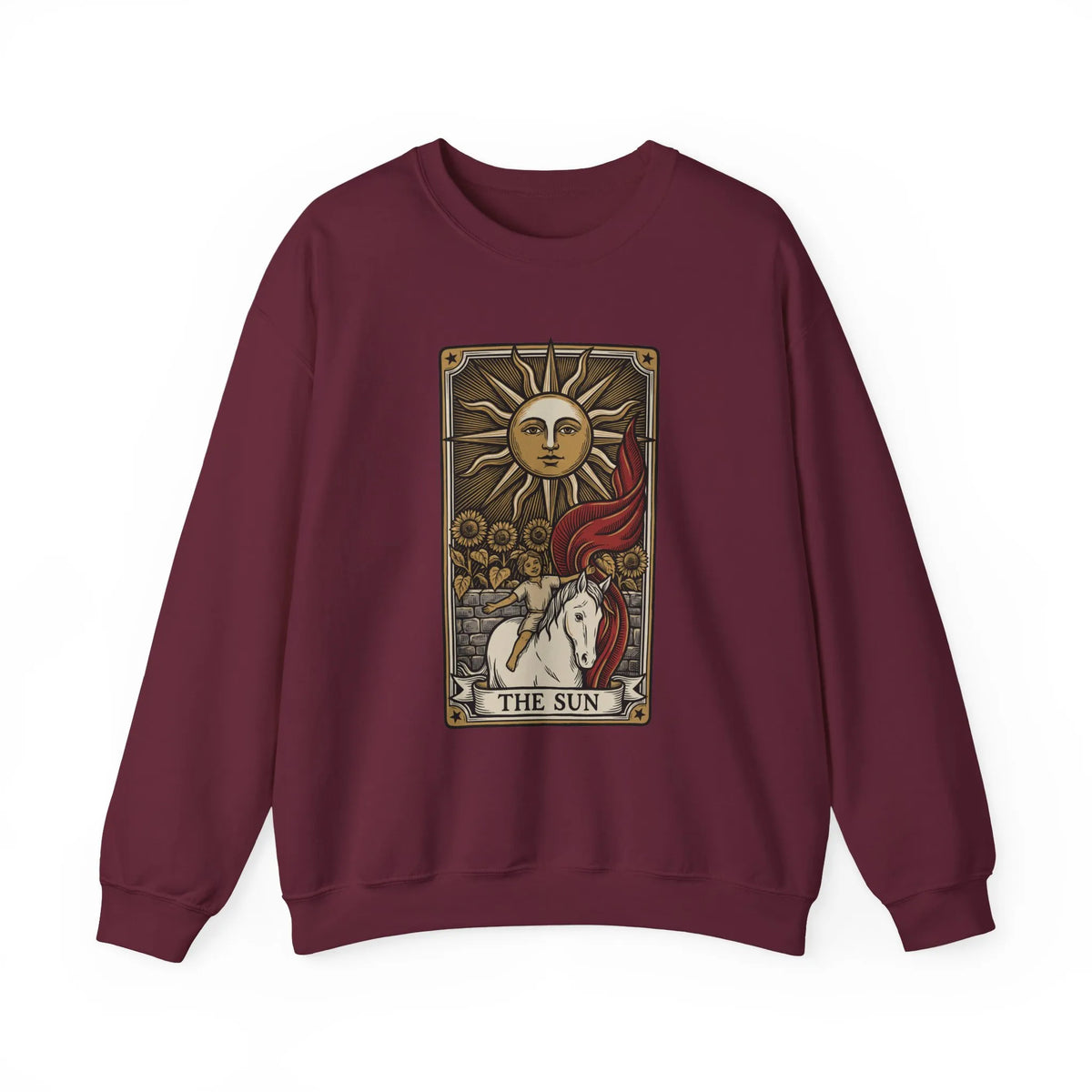 The Sun Tarot Card Sweatshirt - Heavy Blend Fleece Crewneck - Unisex White