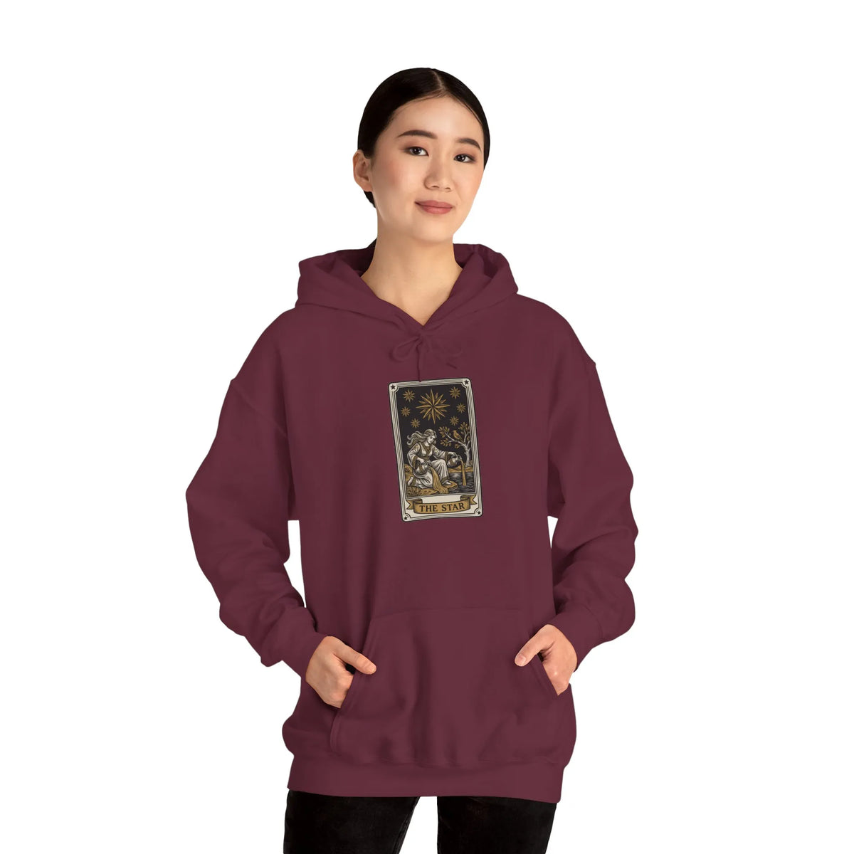 The Star Tarot Card Hoodie - Cozy Heavy Blend Fleece Pullover - Unisex White