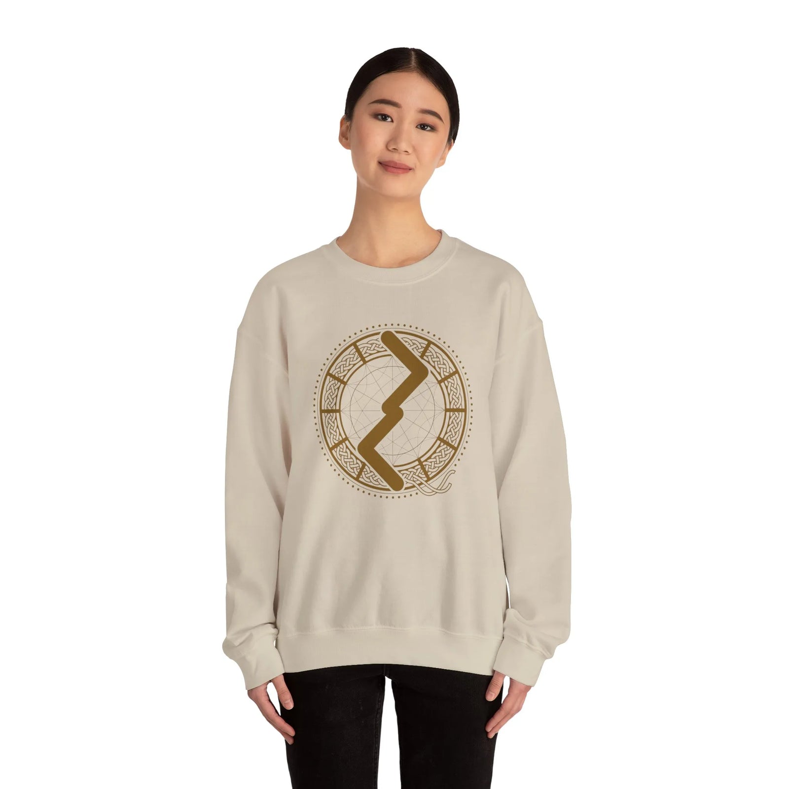 Jera Harvest Rune Sweatshirt - Heavy Cotton Blend Crewneck - Unisex White