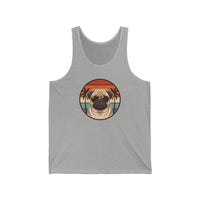 Pug 70s Sunset Aviator Tank Top - Lightweight Ringspun Cotton Jersey - Unisex Athletic Heather