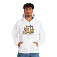 Sphynx Cat Egyptian Scales Hoodie - Heavyweight Cotton Blend Pullover - Unisex White