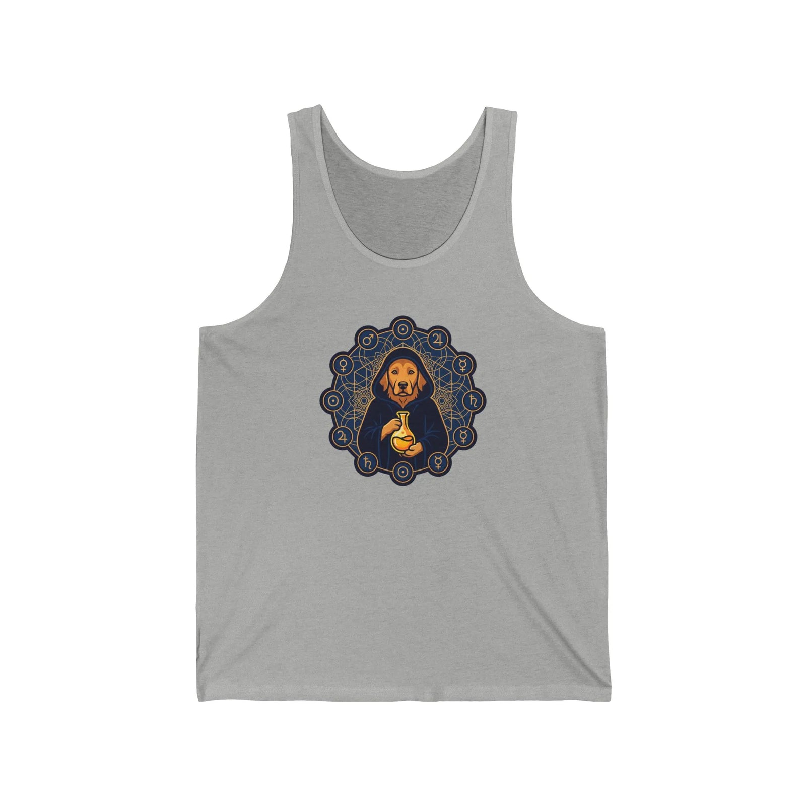 Alchemist Dog Sacred Geometry Tank Top - Lightweight Jersey Cotton Retail Fit - Unisex Athletic Heather