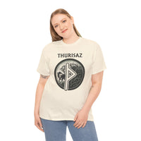 Thurisaz Rune Wolf Thorn T-Shirt - Medium Weight 100% Cotton Tee - Unisex White