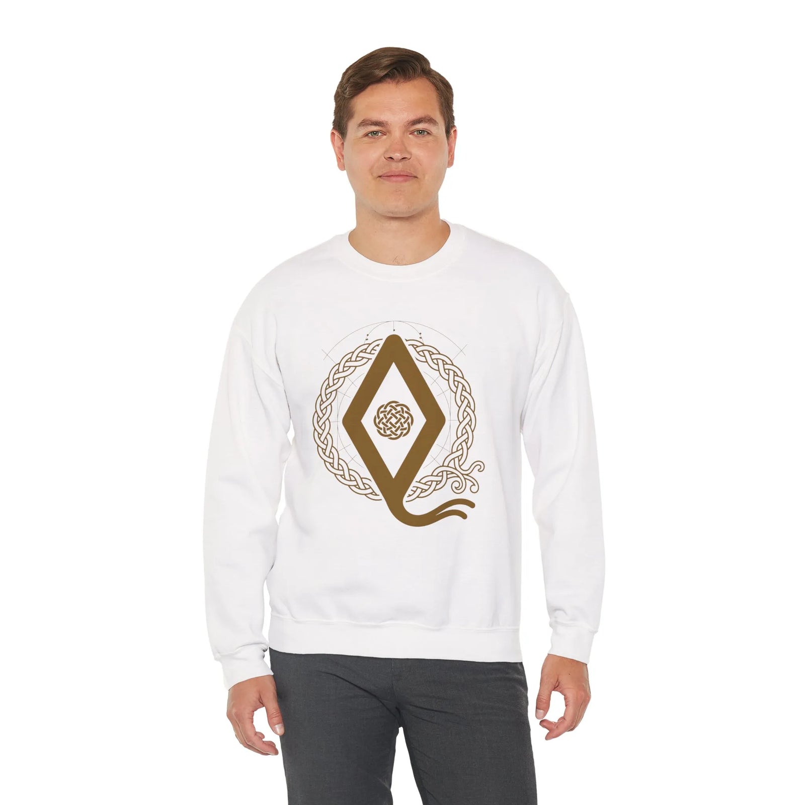 Ingwaz Rune Seed Potential Sweatshirt - Classic Fit Cotton-Poly Crewneck - Unisex White
