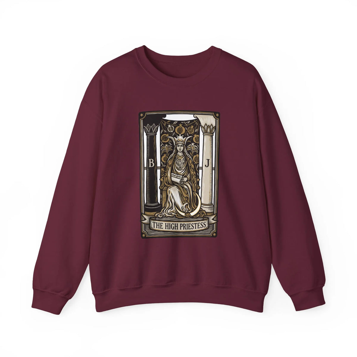 The High Priestess Tarot Card Sweatshirt - Heavy Blend Fleece Crewneck - Unisex White