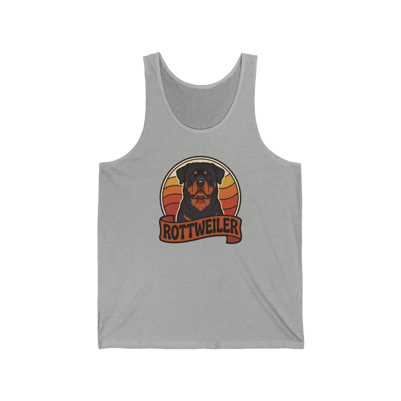 Rottweiler Retro 70s Sunset Tank Top - Soft 100% Cotton Jersey - Unisex Athletic Heather