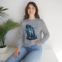 Hagalaz Rune Stone Graphic Sweatshirt - Heavy Blend Fleece Crewneck - Unisex White