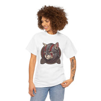 Viking Berserker Cat Graphic T-Shirt - Heavyweight Cotton Classic Fit Tee - Unisex White