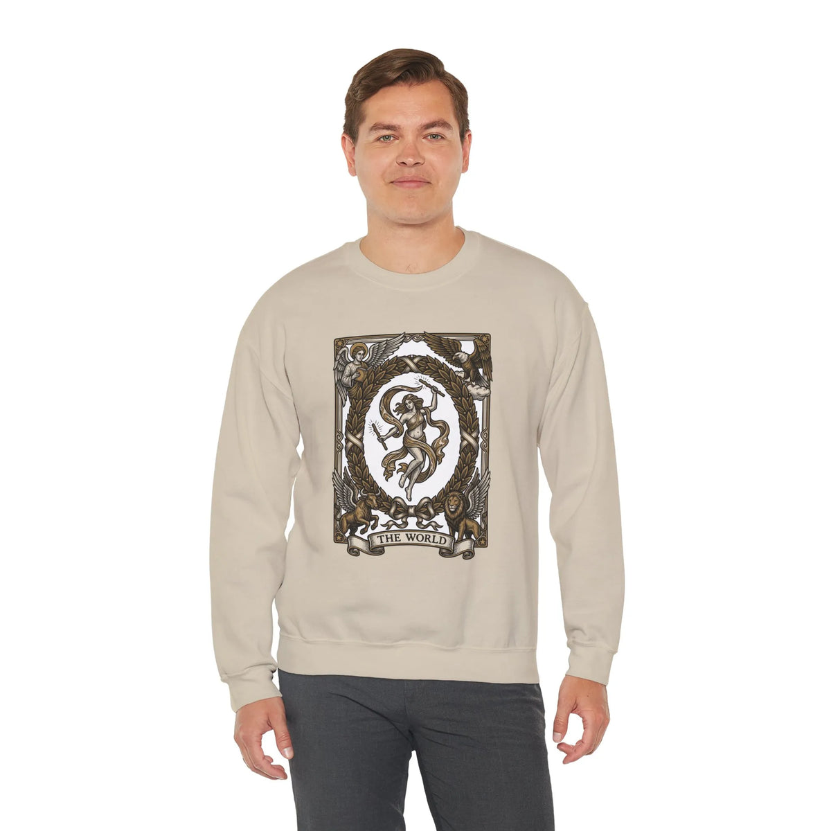 The World Tarot Card Sweatshirt - Heavy Blend Fleece Crewneck - Unisex White