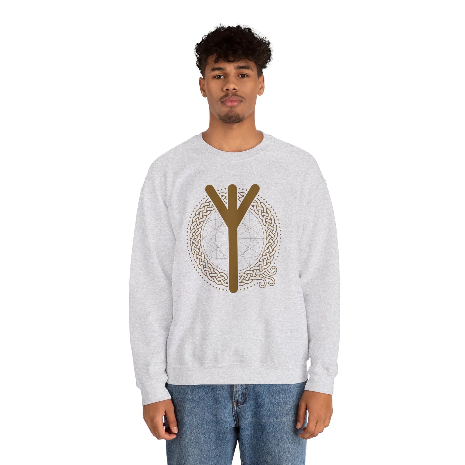 Elhaz Rune Protection Sweatshirt - Heavy Blend Cotton-Poly Crewneck - Unisex White