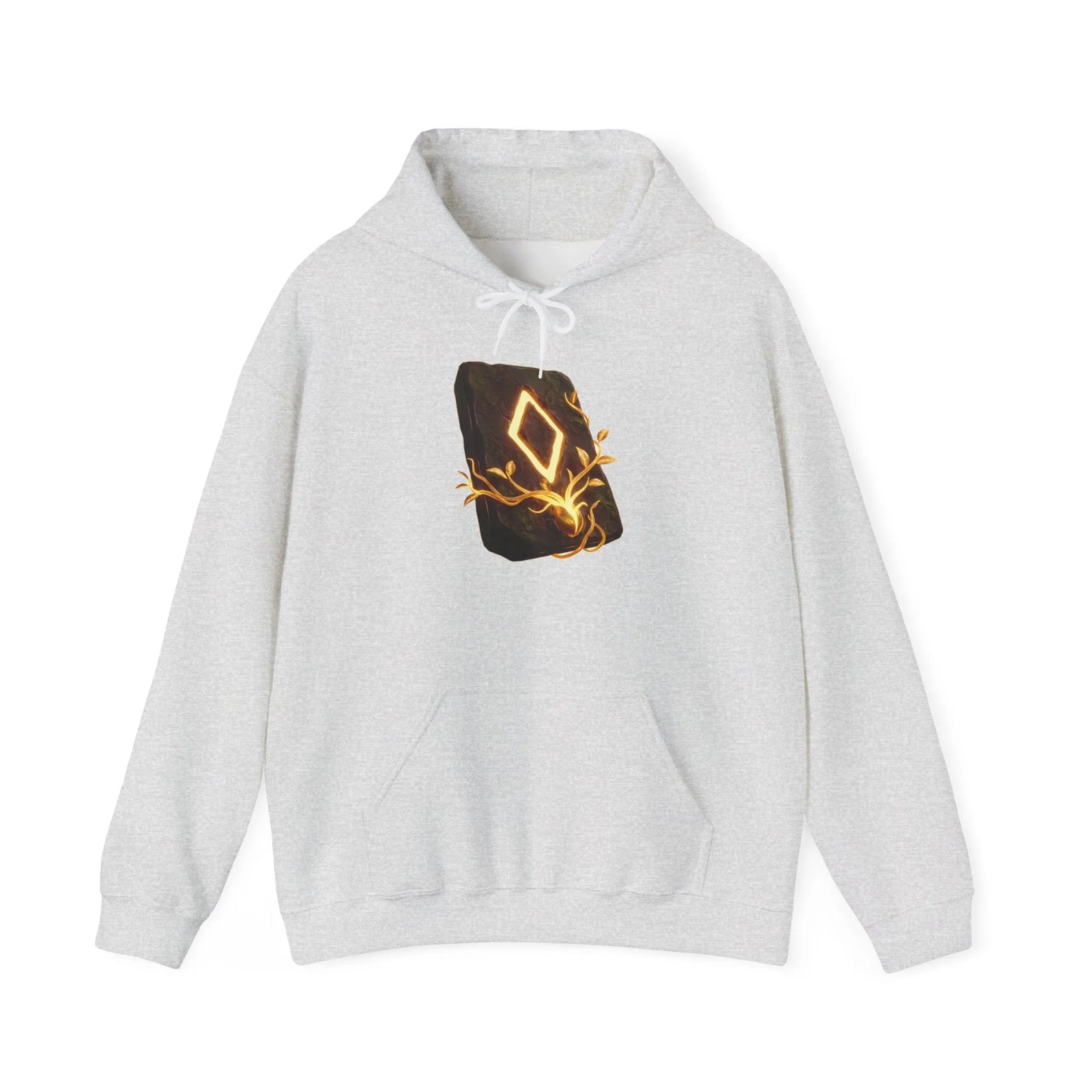 Ingwaz Runic Seed Hoodie - Warm Cotton Blend Pullover - Unisex White