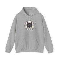 Third Eye Sacred Geometry Alchemist Cat Hoodie - Heavy Blend Fleece Pullover - Unisex White