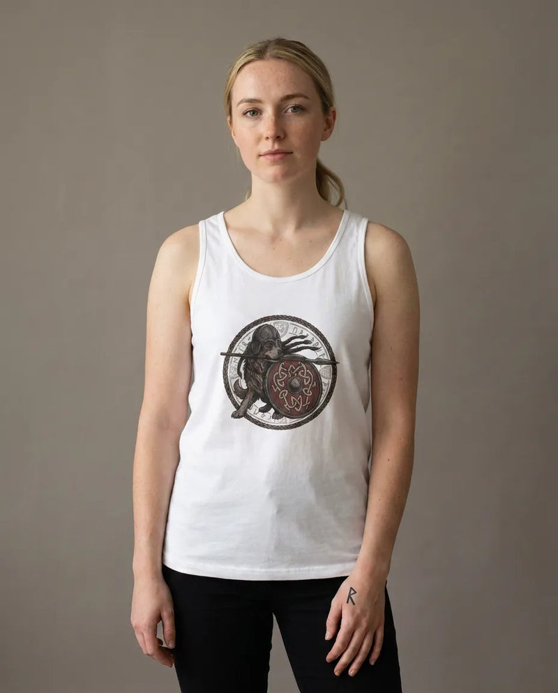 Shieldmaiden Viking Dogs Tank Top - Lightweight Airlume Cotton Jersey - Unisex Athletic Heather
